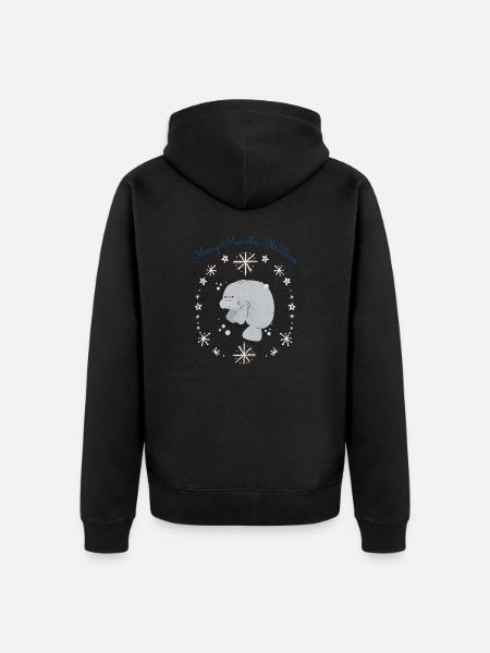 Merry Manatee Christmas - Unisex Premium Bio Zip Hoodie - Schwarz