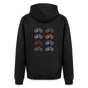 Mountain bikes - Unisex Premium Bio Zip Hoodie - Schwarz - Hinten - Nico (187cm)