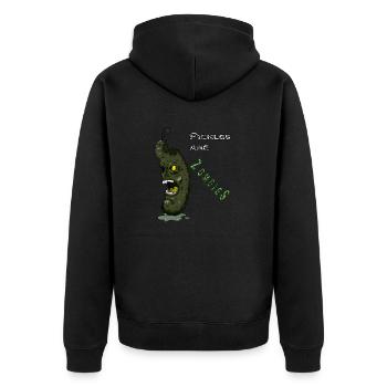 Gurken sind ZOMBIES! - Unisex Premium Bio Zip Hoodie - Schwarz - Hinten - Nico (187cm)