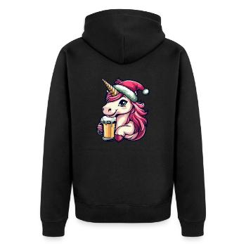 Einhorn Weihnachten Bier - Unisex Premium Bio Zip Hoodie - Schwarz - Hinten - Nico (187cm)