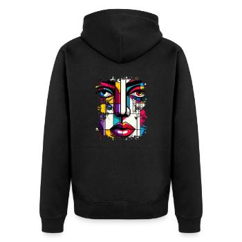 Frauen Girl Power Design Kunst Weiblicher Feminismus Symbol - Unisex Premium Bio Zip Hoodie - Schwarz - Hinten - Nico (187cm)