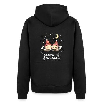 Offizielles Schlafshirt Pärchen Austern - Unisex Premium Bio Zip Hoodie - Schwarz - Hinten - Nico (187cm)