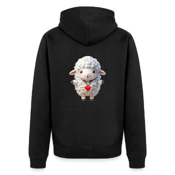 Sheep 1 - Unisex Premium Organic Zip Hoodie - black - Back - Nico (187cm)
