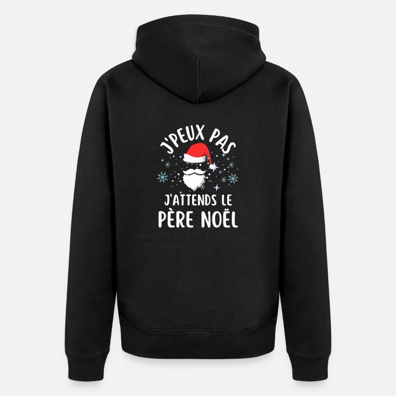 J attends le père Noël - Veste à capuche bio Premium Unisexe - noir