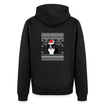Border collie Noël chien doux - Veste à capuche bio Premium Unisexe - noir - Dos - Nico (187cm)