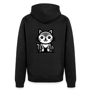Niedliche Cartoon-Katze - Unisex Premium Bio Zip Hoodie - Schwarz - Hinten - Nico (187cm)