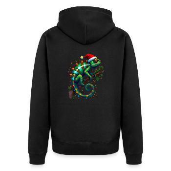 Chameleon Santa Hat Lights Christmas Cute Xmas - Unisex Premium Organic Zip Hoodie - black - Back - Nico (187cm)
