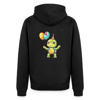 Bande dessinée d’anniversaire de tortue - Veste à capuche bio Premium Unisexe - noir - Dos - Nico (187cm)
