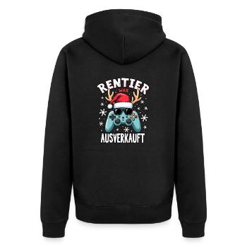 Rentier war ausverkauft gamer - Unisex Premium Bio Zip Hoodie - Schwarz - Hinten - Nico (187cm)