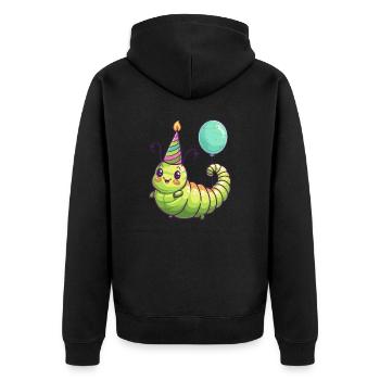 Wurm Geburtstag Comic Niedlich - Unisex Premium Bio Zip Hoodie - Schwarz - Hinten - Nico (187cm)