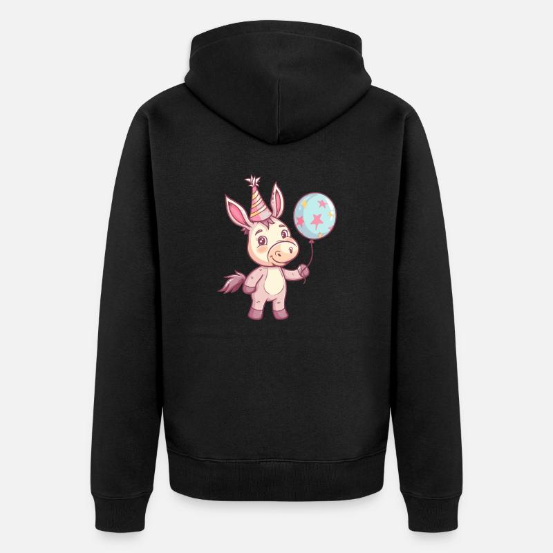Âne Anniversaire Bande dessinée Mignon - Veste à capuche bio Premium Unisexe - noir