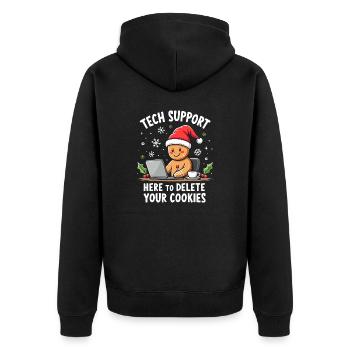 Tech Support, I'm here to delete your cookies - Unisex Premium Organic Zip Hoodie - black - Back - Nico (187cm)