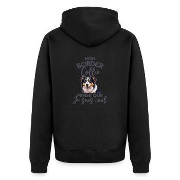 Mon border collie pense que je suis cool - Veste à capuche bio Premium Unisexe - noir - Dos - Nico (187cm)