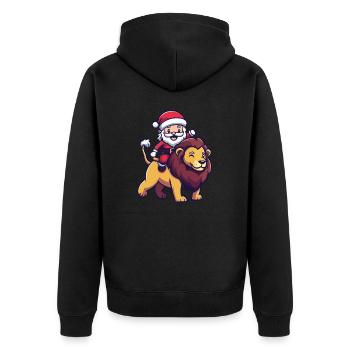 Lion Père Noël dessin animé - Veste à capuche bio Premium Unisexe - noir - Dos - Nico (187cm)