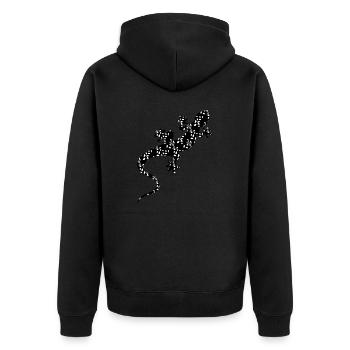 Gemusterte Eidechse - Unisex Premium Bio Zip Hoodie - Schwarz - Hinten - Nico (187cm)