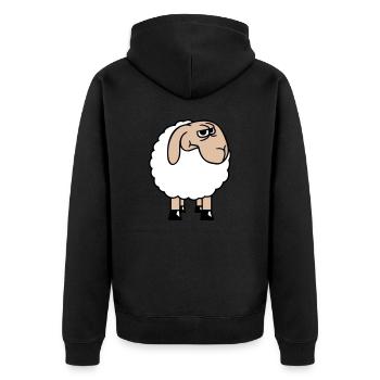 Sheep looks skeptical, critical, suspicious stares - Unisex Premium Organic Zip Hoodie - black - Back - Nico (187cm)