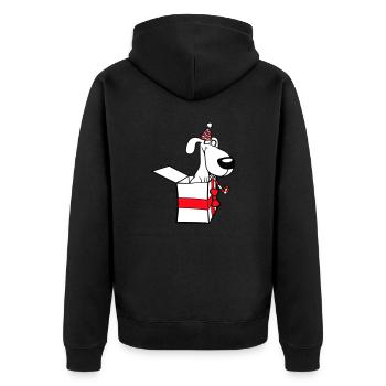 Hund Geburtstag Geschenk Party Hut Feiern Tröte - Unisex Premium Bio Zip Hoodie - Schwarz - Hinten - Nico (187cm)