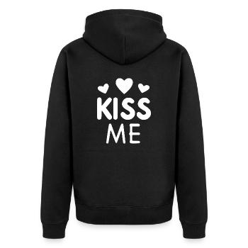 Kiss Me - Unisex Premium Organic Zip Hoodie - black - Back - Nico (187cm)