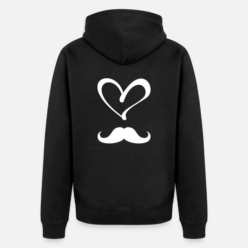 Amour Moustache Gentleman Hipster - Veste à capuche bio Premium Unisexe - noir
