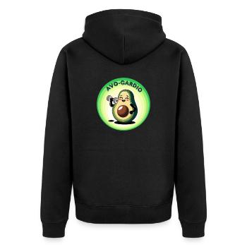 Avo-Cardio - Avocado-Enthusiasten - Unisex Premium Bio Zip Hoodie - Schwarz - Hinten - Nico (187cm)