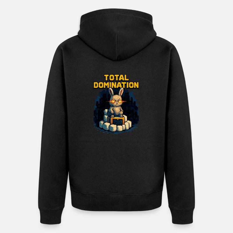 Pixel-Hase der Macht – Total Domination - Unisex Premium Bio Zip Hoodie - Schwarz