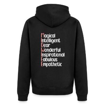 Hebammen Sprüche | Hebamme Beruf Arbeit Geschenke - Unisex Premium Bio Zip Hoodie - Schwarz - Hinten - Nico (187cm)