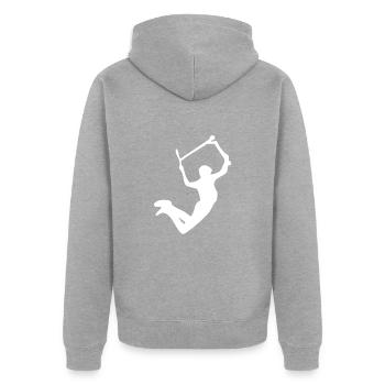 Super grab 2 - Unisex Premium Bio Zip Hoodie - Grau meliert - Hinten - Nico (187cm)