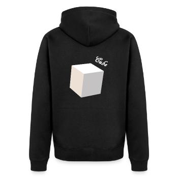 Cube 3D weiß - Unisex Premium Bio Zip Hoodie - Schwarz - Hinten - Nico (187cm)