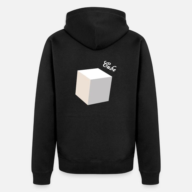 Cube 3D weiß - Unisex Premium Bio Zip Hoodie - Schwarz