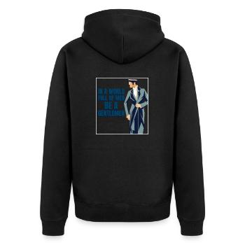 Be a Gentlemen - Unisex Premium Bio Zip Hoodie - Schwarz - Hinten - Nico (187cm)