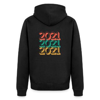 Anniversaire année 2021 Vintage 2021 - Veste à capuche bio Premium Unisexe - noir - Dos - Nico (187cm)