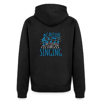 may spontaneously start singing - Unisex Premium Organic Zip Hoodie - black - Back - Nico (187cm)