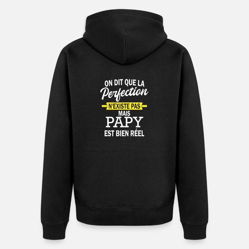 perfection papy / humour papy - Veste à capuche bio Premium Unisexe - noir