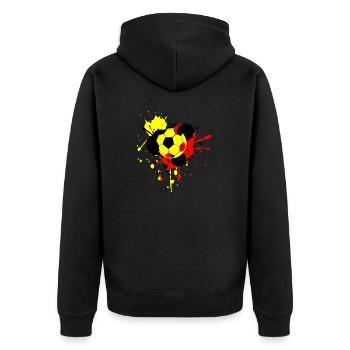 Fußball Soccer - Unisex Premium Bio Zip Hoodie - Schwarz - Hinten - Nico (187cm)
