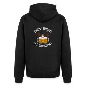 Brew Dolph It's Christmas Cool Beer Lover T-Shirt - Unisex Premium Bio Zip Hoodie - Schwarz - Hinten - Nico (187cm)