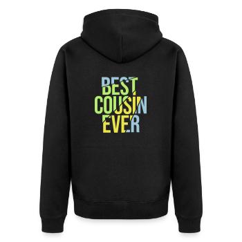 best cousin ever Zitat - Unisex Premium Bio Zip Hoodie - Schwarz - Hinten - Nico (187cm)