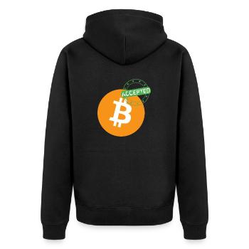 Bitcoin Accepted - Unisex Premium Organic Zip Hoodie - black - Back - Nico (187cm)