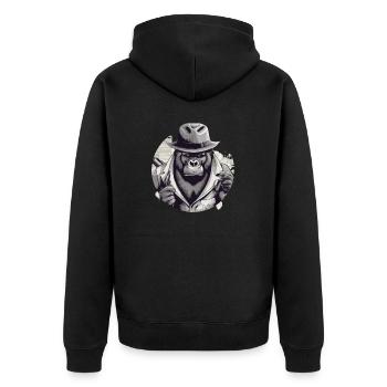 The gorilla - Unisex Premium Organic Zip Hoodie - black - Back - Nico (187cm)