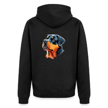 Rottweiler - Unisex Premium Bio Zip Hoodie - Schwarz - Hinten - Nico (187cm)