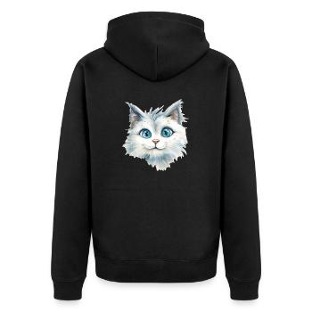 Dessin à l’aquarelle du chat des forêts norvégiennes - Veste à capuche bio Premium Unisexe - noir - Dos - Nico (187cm)