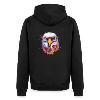 Rok the spectacled eagle - Unisex Premium Organic Zip Hoodie - black - Back - Nico (187cm)