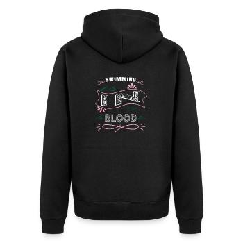 swim bike run sport funny swimming birthday - Unisex Premium Organic Zip Hoodie - black - Back - Nico (187cm)