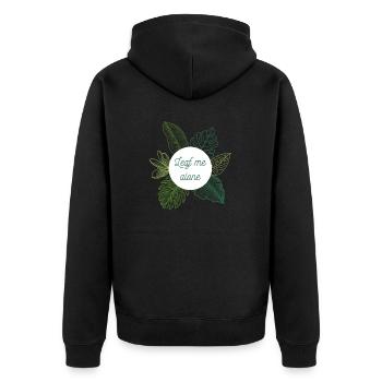 Leaf me alone - Unisex Premium Bio Zip Hoodie - Schwarz - Hinten - Nico (187cm)