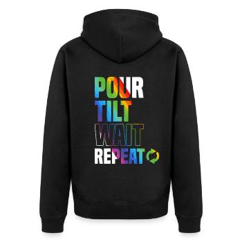Acrylgießen - Unisex Premium Bio Zip Hoodie - Schwarz - Hinten - Nico (187cm)