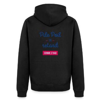 Pile Poil en retard Comme d'hab - Veste à capuche bio Premium Unisexe - noir - Dos - Nico (187cm)