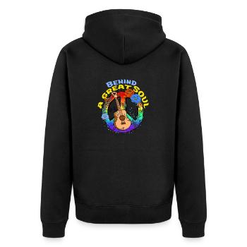 LGBTQ Peace Soul Spruch Freiheit Hippie Gitarre - Unisex Premium Bio Zip Hoodie - Schwarz - Hinten - Nico (187cm)