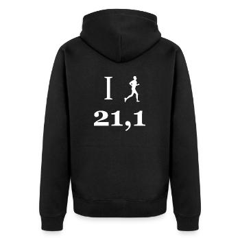 Fußball Soccer - Unisex Premium Bio Zip Hoodie - Schwarz - Hinten - Nico (187cm)