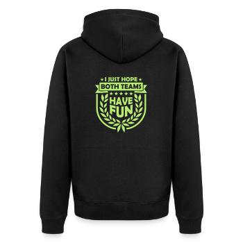 Both Teams Have Fun - Unisex Premium Bio Zip Hoodie - Schwarz - Hinten - Nico (187cm)