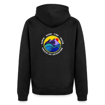 Natur Berge Wasser Sonne Illustration - Unisex Premium Bio Zip Hoodie - Schwarz - Hinten - Nico (187cm)