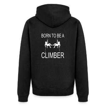 climbing - Unisex Premium Bio Zip Hoodie - Schwarz - Hinten - Nico (187cm)